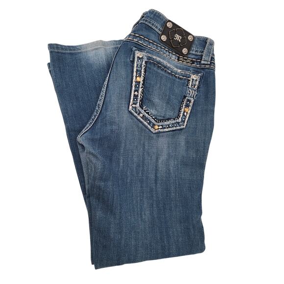 Miss Me Denim - Miss Me Boot Cut Mid Rise Embellished Pocket Y2K  90s Denim Blue Jean 32 VTG
